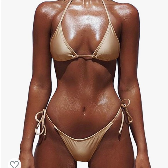 Gold string bikini, size XS - Picture 5 of 6